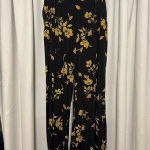 torrid Black Wide-Leg Pants with Yellow Floral Print